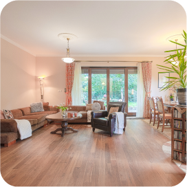 Wrocław, ul. Żwirowa — salon domu sprzedanego przez biuro nieruchomości DOMiTY.