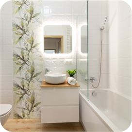 Łazienka mieszkania przy ulicy Wichrowej zaaranżowana przez pośrednika nieruchomości DOMiTY.