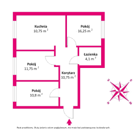 Plan rozkładu mieszkania we Wrocławiu przy ul. Długosza sprzedane przez biuro nieruchomości DOMiTY.