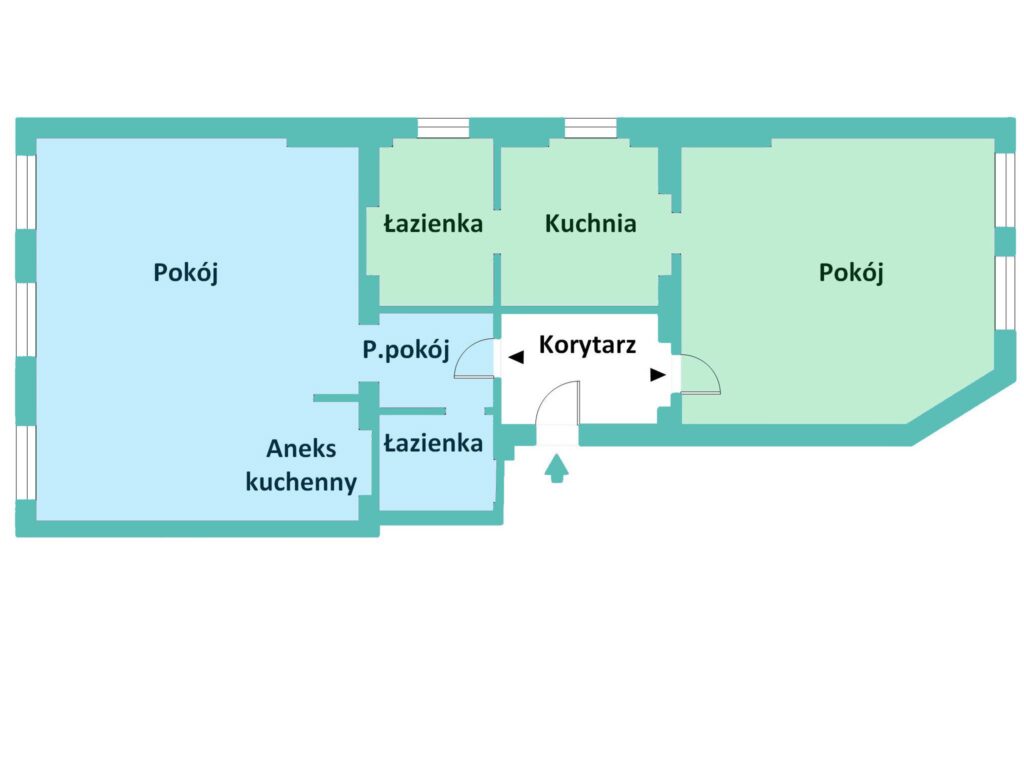 Układ mieszkania przy ul. Galla Anonima we Wrocławiu - sprzedane za pośrednictwem agencji nieruchomości DOMiTY.